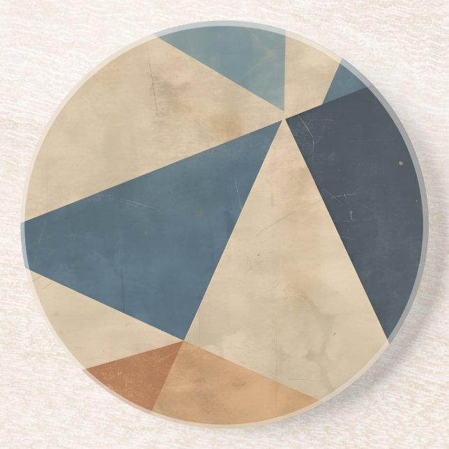 Geometric Pattern in Blues, Tans, and Rust Getränkeuntersetzer (Vorne)