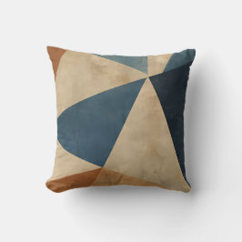 Geometric Pattern in Blues, Tans, and Rust Kissen