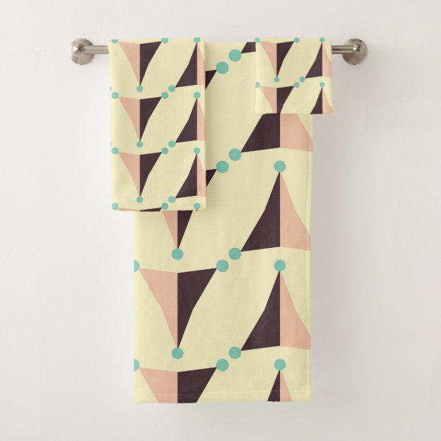 Geometric pattern in retro vibe badhandtuch set (Insitu)