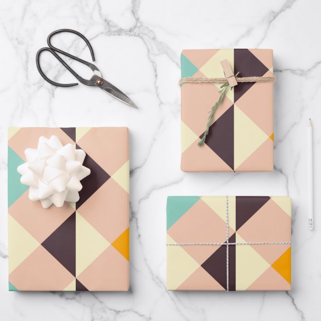 Geometric pattern overlapping diamonds & triangle geschenkpapier set (Vorderseite)