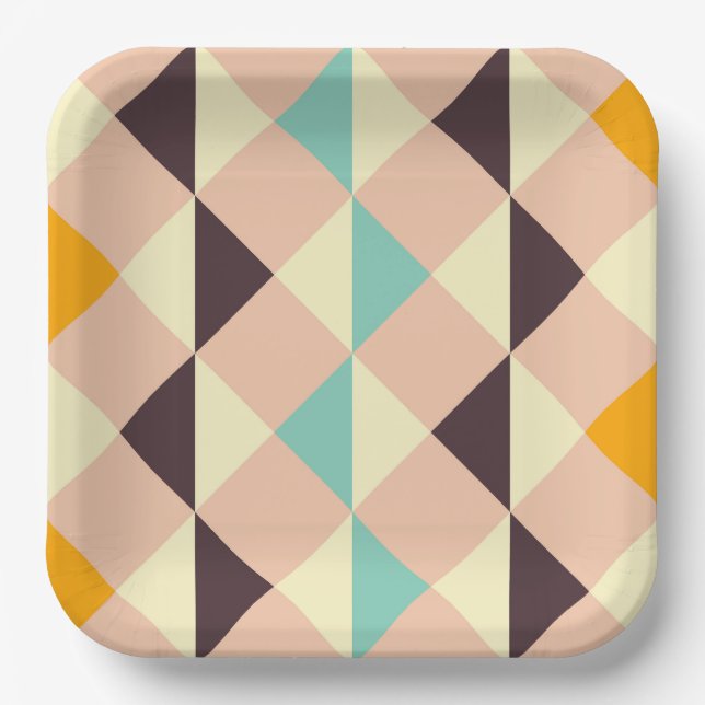 Geometric pattern overlapping diamonds & triangle pappteller (Vorderseite)