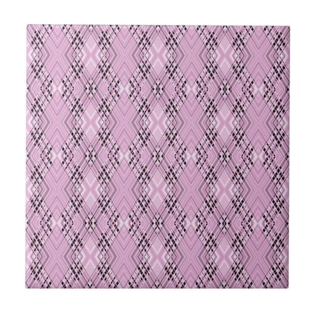 Geometric pattern retro pink diamonds fliese (Vorderseite)