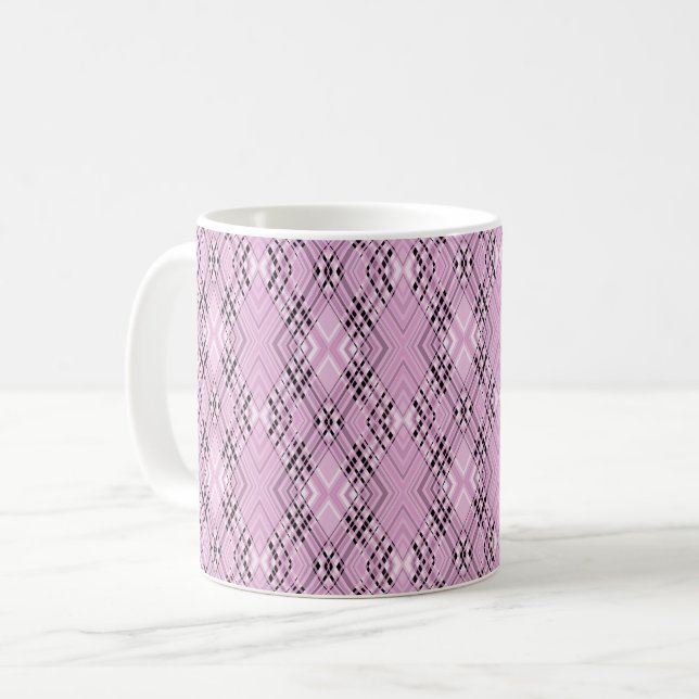 Geometric pattern retro pink diamonds kaffeetasse (Vorderseite Links)