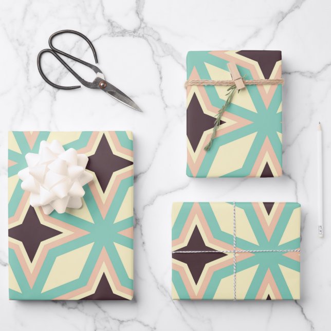 Geometric pattern with alternating dark star shape geschenkpapier set (Vorderseite)