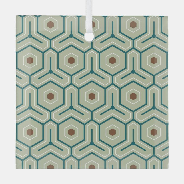Geometric pattern with interlocking hexagons ornament aus glas (Vorderseite)