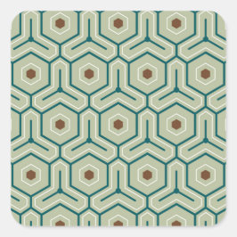 Geometric pattern with interlocking hexagons quadratischer aufkleber
