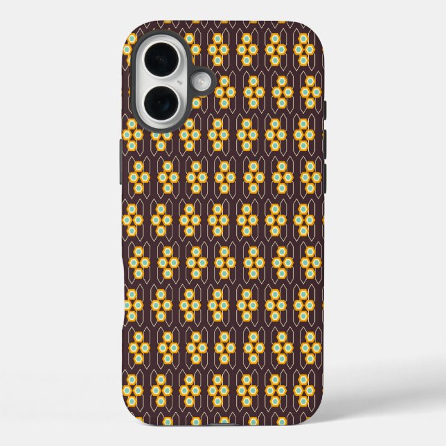 Geometric pattern with orange and blue hexagons Case-Mate iPhone hülle (Rückseite)