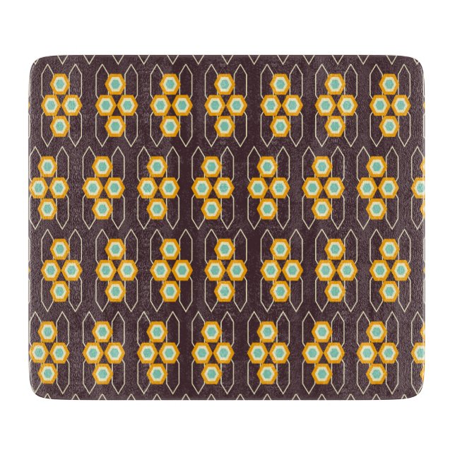 Geometric pattern with orange and blue hexagons schneidebrett (Vorderseite)