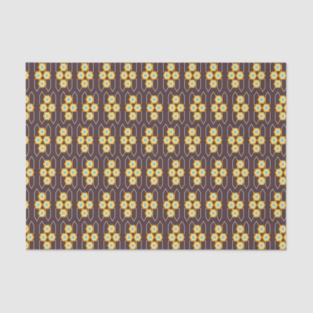 Geometric pattern with orange and blue hexagons seidenpapier (Vorderseite)