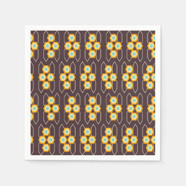 Geometric pattern with orange and blue hexagons serviette