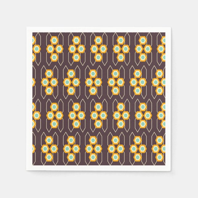 Geometric pattern with orange and blue hexagons serviette (Vorderseite)