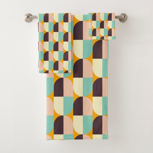 Geometric pattern with overlapping half-circles badhandtuch set (Insitu)