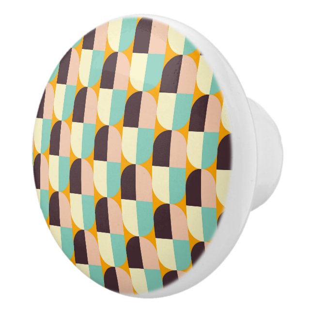 Geometric pattern with overlapping half-circles keramikknauf (Rechts)