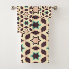  Geometric pattern with star shapes in brown and t Badhandtuch Set