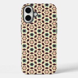  Geometric pattern with star shapes in brown and t iPhone 16 Plus Hülle