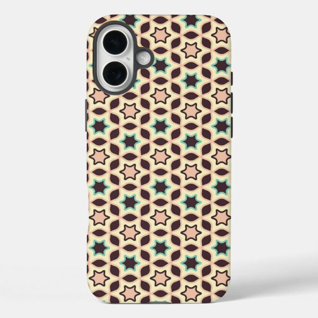  Geometric pattern with star shapes in brown and t Case-Mate iPhone Hülle (Rückseite)