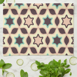  Geometric pattern with star shapes in brown and t Geschirrtuch