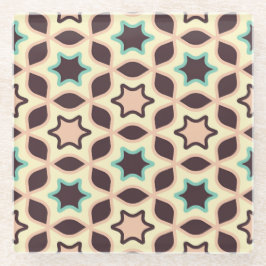 Geometric pattern with star shapes in brown and t Glasuntersetzer