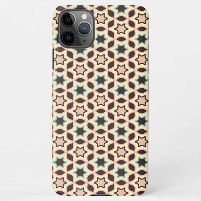  Geometric pattern with star shapes in brown and t iPhone Hülle (Rückseite)