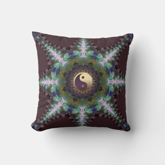 Geometric Peacock Star Yin Yang Cushion / Kissen (Vorderseite)