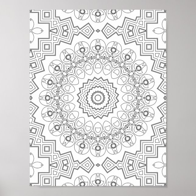 Geometric Petal Ring Coloring Page Artwork Design Poster (Vorne)