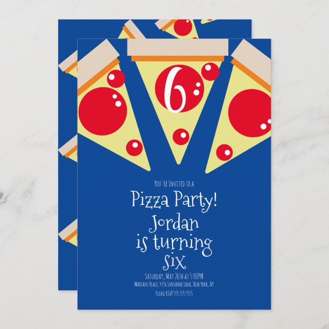 Geometric Pizza Slices Party Toppings Birthday Einladung (Vorne/Hinten)