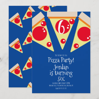 Geometric Pizza Slices Party Toppings Birthday Einladung