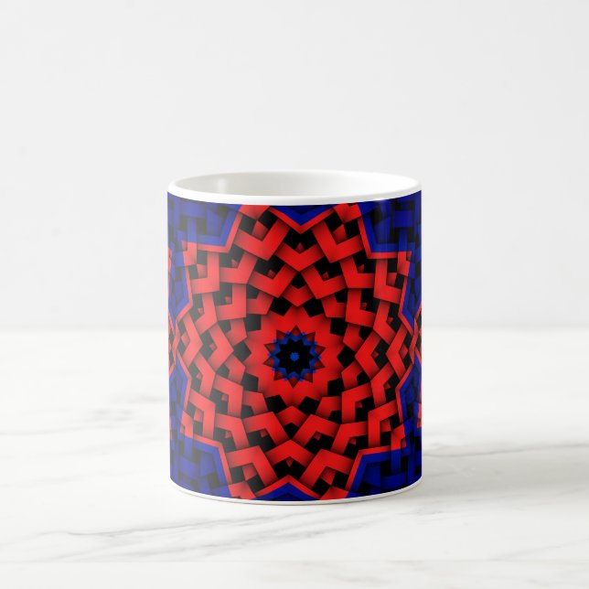 Geometric Red Blue Star Circle Muster Coffee Tee Kaffeetasse (Mittel)