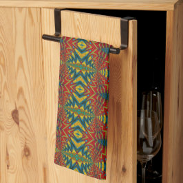 Geometric Red Blue & Yellow Vintag Tribal Ethnic Geschirrtuch