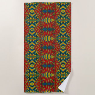 Geometric Red Blue & Yellow Vintag Tribal Ethnic Strandtuch