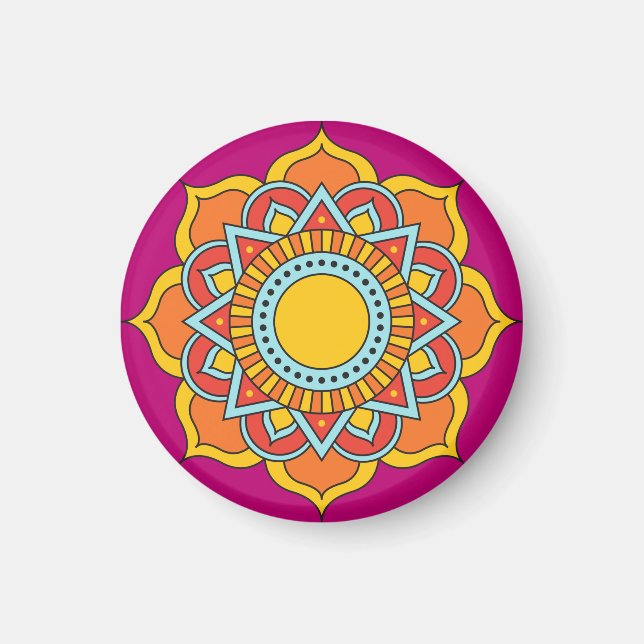 Geometric Red Mandala Blume-54567 Magnet (Vorne)