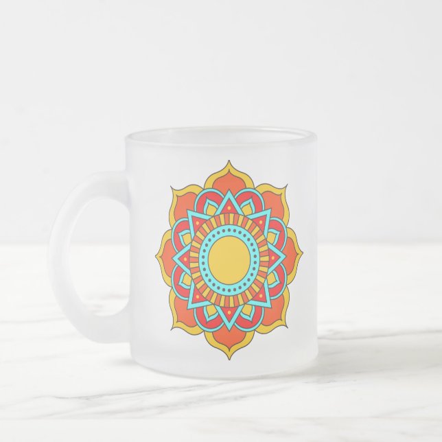 Geometric Red Mandala Blume-54567 Mattglastasse (Links)