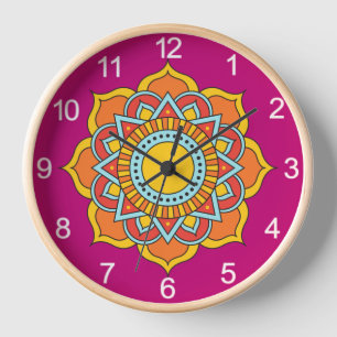 Geometric Red Mandala Blume-54567 Uhr