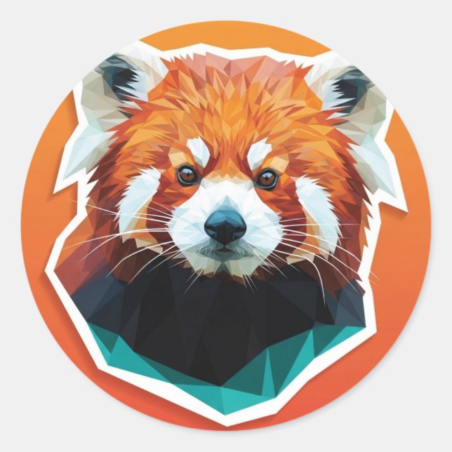 Geometric Red Panda Runder Aufkleber (Vorderseite)