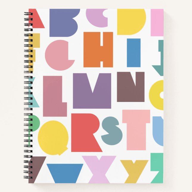 Geometric Retro Alphabet Notizbuch (Vorderseite)