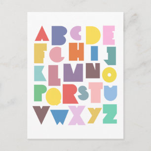 Geometric Retro Alphabet Postkarte