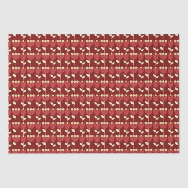 Geometric Retro Blume Bauhaus Maroon Birthday Seidenpapier (Vorderseite)