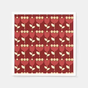 Geometric Retro Blume Bauhaus Maroon Birthday Serviette