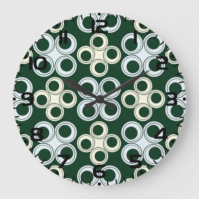 Geometric Retro Circles Pattern Große Wanduhr (Vorderseite)