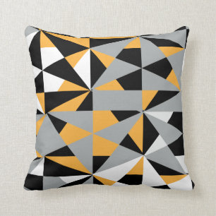 Geometric Retro Funky Mustard Yellow Schwarz-weiß Kissen