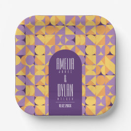 Geometric Retro Vibes Herbst Hochzeit Pappteller