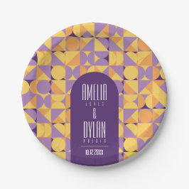 Geometric Retro Vibes Herbst Hochzeit Pappteller