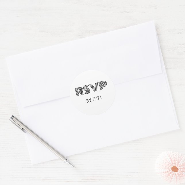 Geometric Retro Wedding RSVP Runder Aufkleber (Umschlag)
