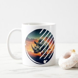 Geometric Rhino Sunset Scene Kaffeetasse