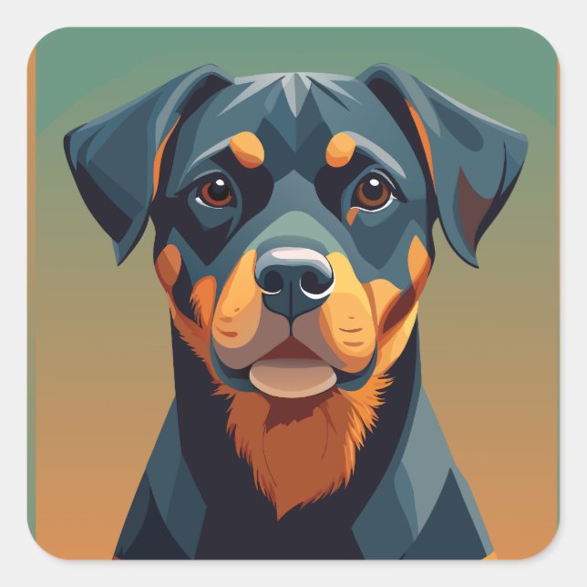 Geometric Rottweiler Face Quadratischer Aufkleber (Vorderseite)