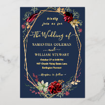 Geometric Rustic Boho Wildblume Navy Blue Wedding