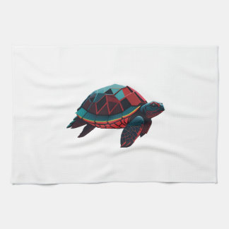 Geometric Sea Turtle Red Geschirrtuch