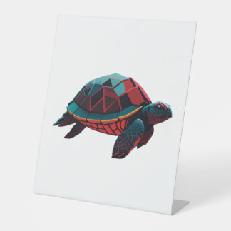 Geometric Sea Turtle Red Sockelschild