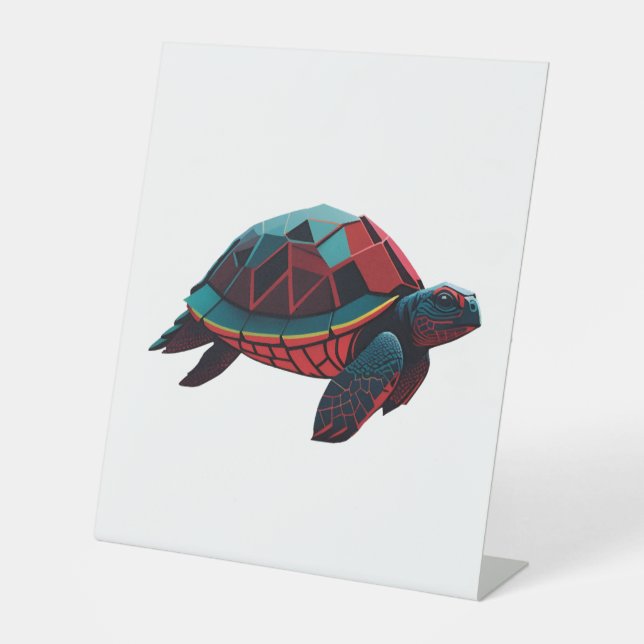 Geometric Sea Turtle Red Sockelschild (Vorderseite)