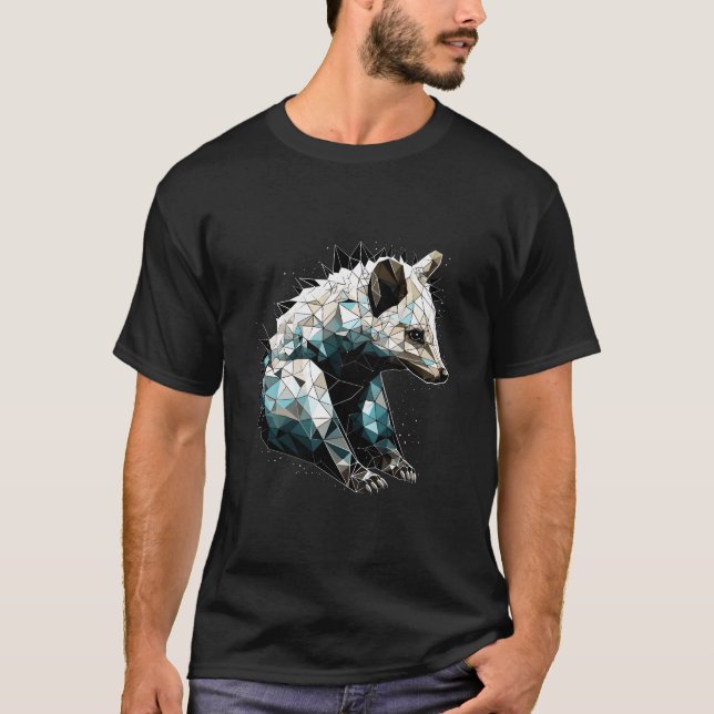 Geometric Skunk Animal Polygonal Pattern T-Shirt (Vorderseite)